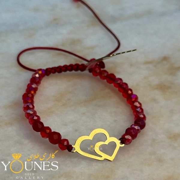 دستبند طلا دوقلبی لیزری